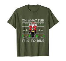 Load image into Gallery viewer, Oh What Fun It Is To Ride Santa Biker Ugly Sweater Present T-Shirt
