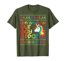 Load image into Gallery viewer, Gay Christmas Rainbow Unicorn Don We Now Our Gay Apparel T-Shirt
