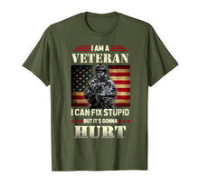Load image into Gallery viewer, Distressed I Am A Veteran I Can Fix Stupid - Veterans Day T-Shirt
