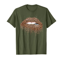 Load image into Gallery viewer, Womens Cool Lips Bite Kiss Me Leopard Print Cheetah T-Shirt-155736
