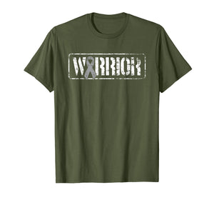 Brain Cancer Warrior - Grey Military Style Ribbon T-Shirt