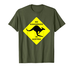 No Kangaroos In Austria Funny T-Shirt Yellow Sign Gift Tee