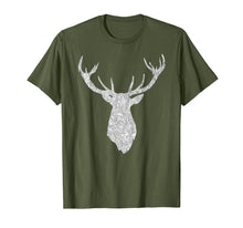 Load image into Gallery viewer, Buck Stag Deer Head Antlers Silver Silhouette T Shirt
