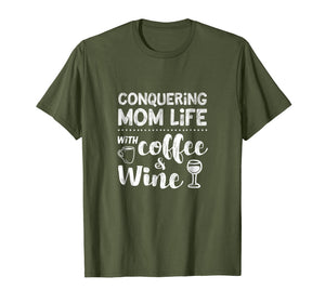 Mom Shirt Sayings Funny Coffee Wine Life Mother's Day Tshirt