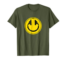 Load image into Gallery viewer, Headphones smiley DJ dance house rave music tee shirt
