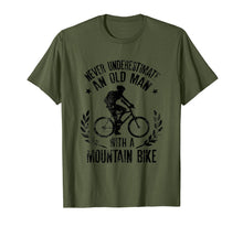 Load image into Gallery viewer, Mens Never Underestimate An Old Man With A Mountain Bike T-Shirt
