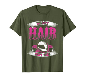 Biker Chick Shirt Motorcycle Helmet Hair Dont Care Pink
