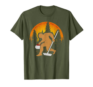 Curling Bigfoot T-Shirt, Funny Cute Winter Sport Gift Idea