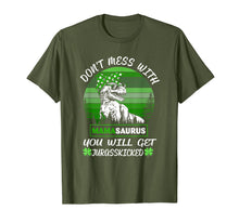 Load image into Gallery viewer, Dont mess with MAMASAURUS Mother Dinosaur St Patrick Tshirt
