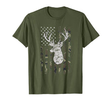 Load image into Gallery viewer, Camouflage American Flag Deer Hunting T-shirt
