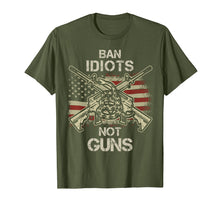 Load image into Gallery viewer, Ban Idiots Not Guns Shirt American Flag Gun Quote Gift Idea
