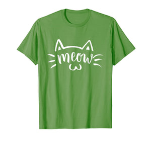 Kawaii Kitty Cat Meow Face Brush Letter Tshirt