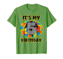 Load image into Gallery viewer, Birthday Boys Shirt Age 5 Bat Superhero Bricks Blocks
