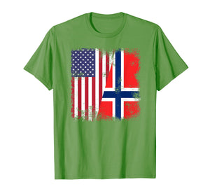Half Norwegian Flag T-Shirt | Vintage Norway USA Gift