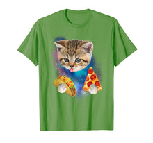 Load image into Gallery viewer, Funny Galaxy Cat Shirt | Space Cat Eat Pizza and Taco Shirt
