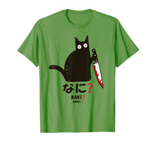Load image into Gallery viewer, Cat What? Nani ? Funny Murderous Black Cat With Knife T-Shirt
