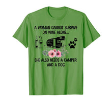 Load image into Gallery viewer, A Woman Cannot Survive On Wine Alone Camper and a Dog T-Shirt-964127
