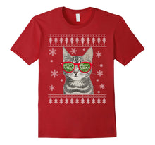 Load image into Gallery viewer, Cat Kitten Meowy Christmas Sunglasses Ugly Sweater T-Shirt

