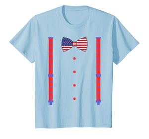 4th Of July Bow Tie & Suspenders Americann Flag T shirt
