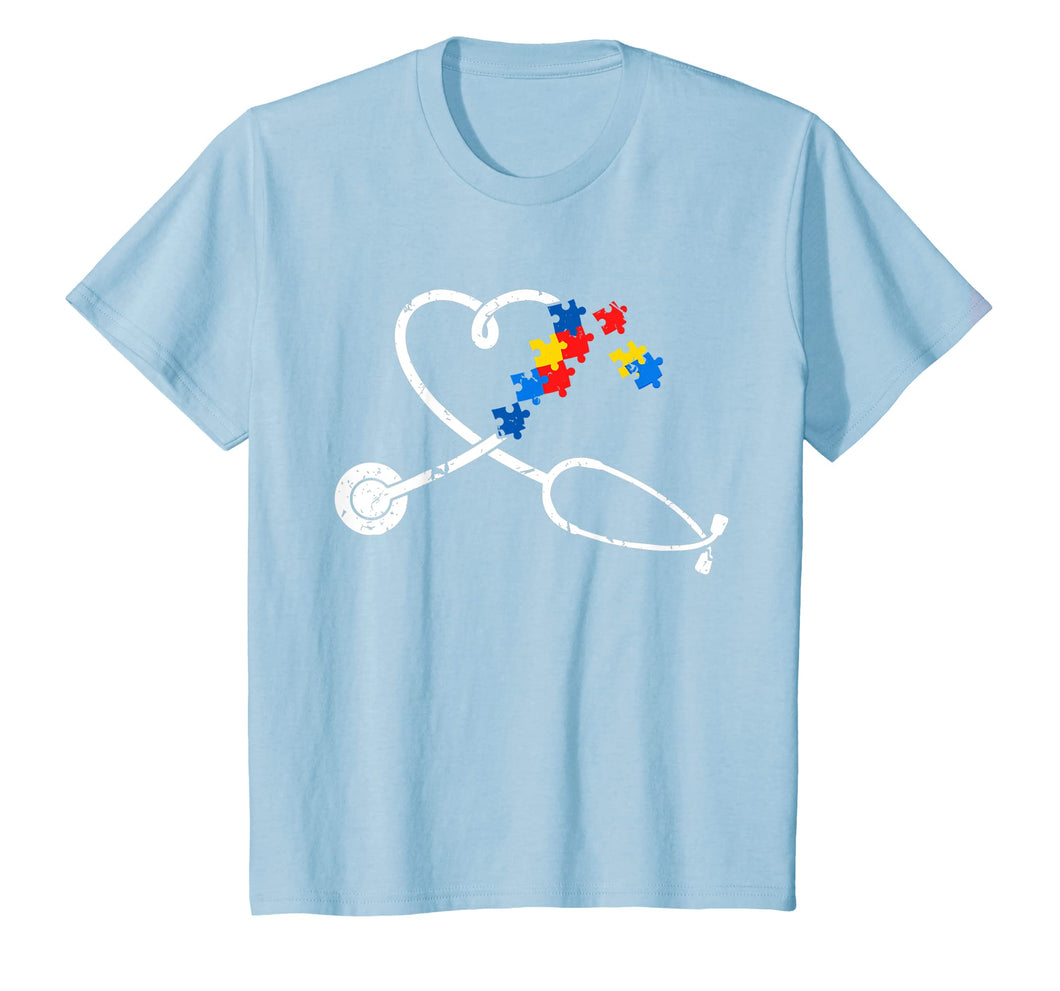 Funny Nurse Autism Puzzle Stethoscope Heart Tshirt