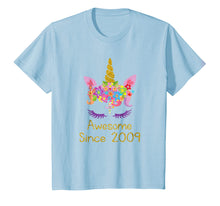 Load image into Gallery viewer, Cute 10th Birthday Unicorn Girls Tshirt, Awesome since 2009
