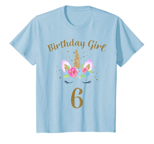 Kids 6th Birthday Girl Unicorn Shirt 6th Birthday Outfit