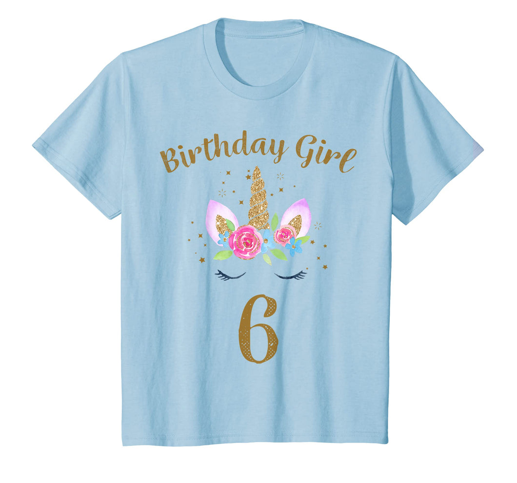 Kids 6th Birthday Girl Unicorn Shirt 6th Birthday Outfit