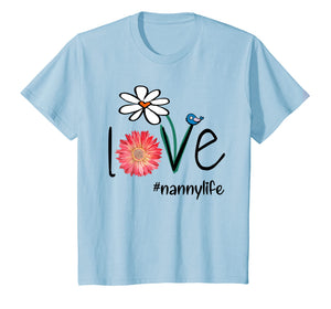 Mom Love Nanny Life #Mimilife Heart Floral Gift T-Shirt