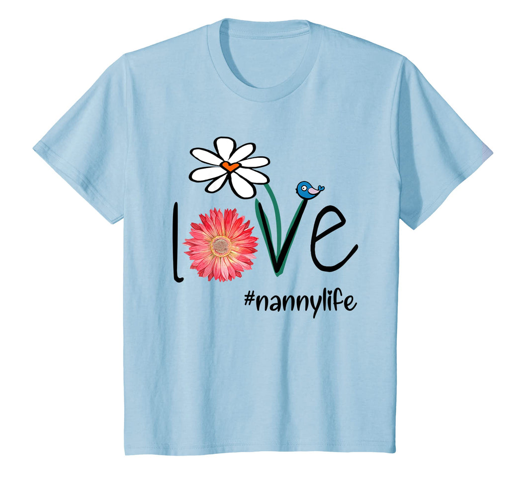 Mom Love Nanny Life #Mimilife Heart Floral Gift T-Shirt
