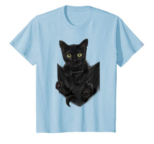 Load image into Gallery viewer, Black Cat Stern in Pocket T-Shirt Cats Tee Shirt Gifts
