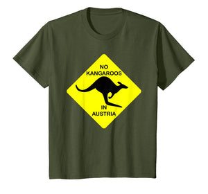 No Kangaroos In Austria Funny T-Shirt Yellow Sign Gift Tee