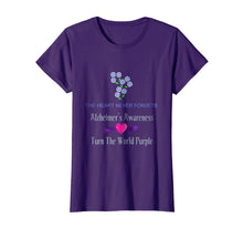 Load image into Gallery viewer, Alzheimer's Awareness Heart Never Forgets T-Shirt
