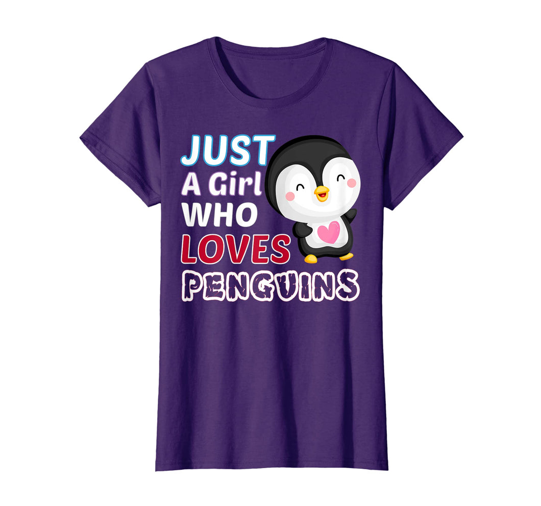 Just A Girl Who Loves Penguins T-Shirt Gift For Women