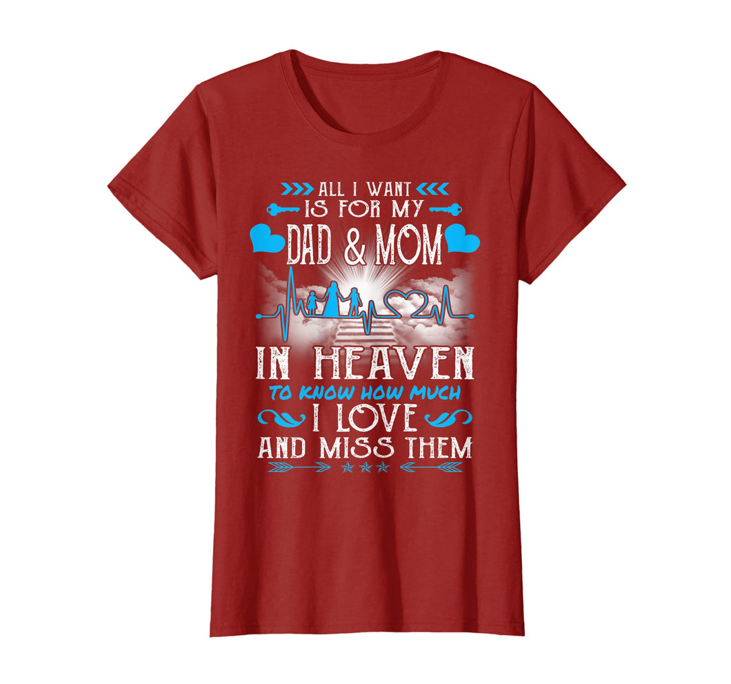 I Miss My Dad and Mom in Heaven T-shirt Father's Day Gifts