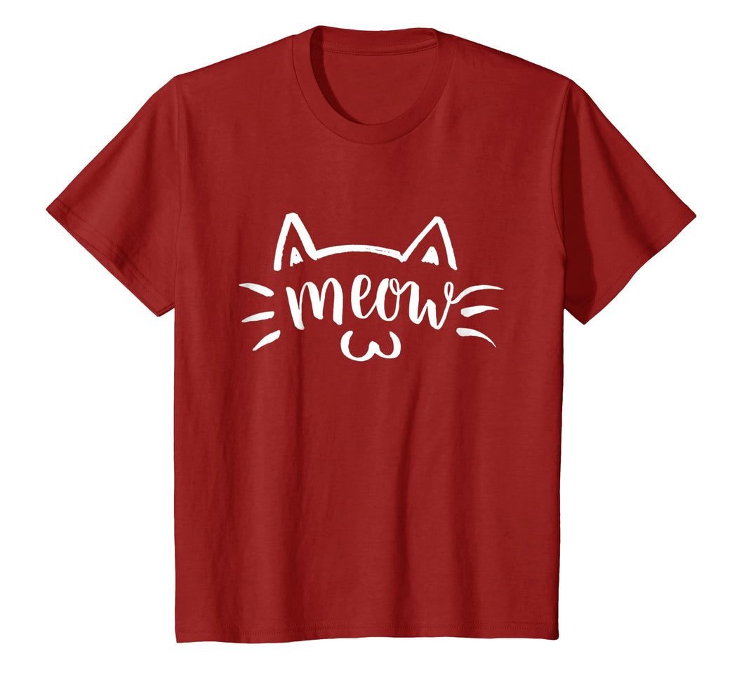 Kawaii Kitty Cat Meow Face Brush Letter Tshirt