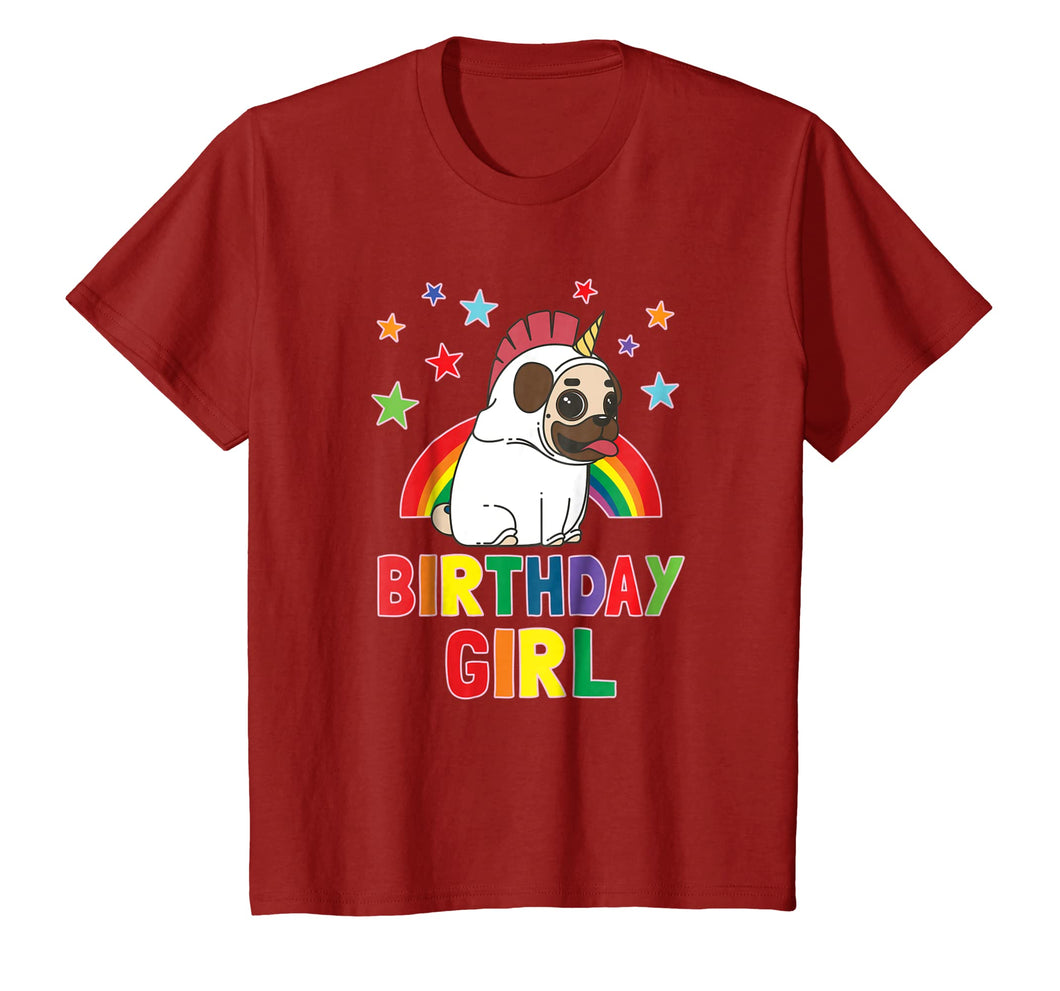 Girl Birthday Unicorn Pug B-day Party Kids T-Shirt Gift Idea