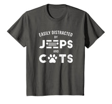 Load image into Gallery viewer, Easily Distracted By Jeeps And Cats T Shirt Funny Cute
