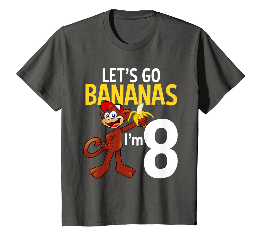 Kids 8 Year Old Monkey Birthday Party Shirt Zoo Animal 8th Gift