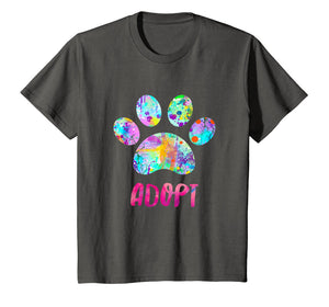 Adopt a Dog Shirt, Watercolor Rescue Dog Paw Print Tee Shirt