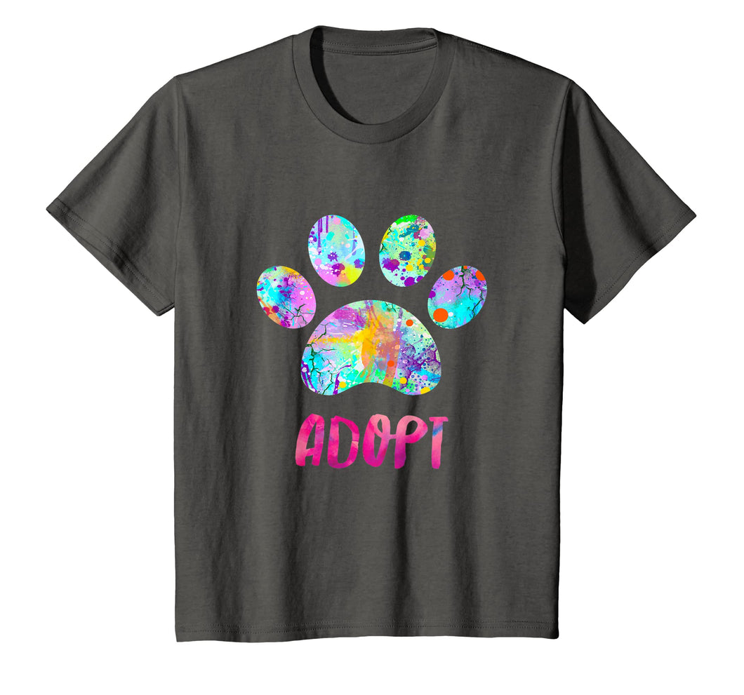Adopt a Dog Shirt, Watercolor Rescue Dog Paw Print Tee Shirt