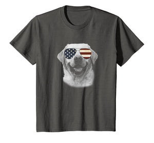 Labrador Dog T shirt with USA flag sunglasses Funny Gift