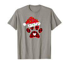 Load image into Gallery viewer, Buffalo Plaid Christmas Paw Dog with Santa hat &amp; Lights Gift T-Shirt
