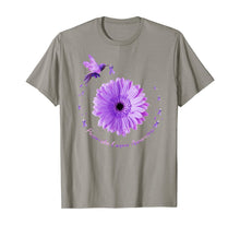 Load image into Gallery viewer, Hummingbird Purple Sunflower Pancreatic Cancer Awareness T-Shirt
