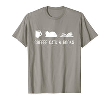 Load image into Gallery viewer, Coffee Cat Book Shirt Cute Bookworm Librarian Gift
