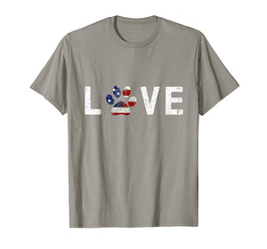 I Love Dogs & Cats American Flag Paw Print Dog & Cat T Shirt