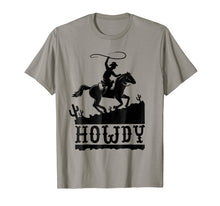 Load image into Gallery viewer, Howdy Fun Cowboy Riding Horse T-Shirt
