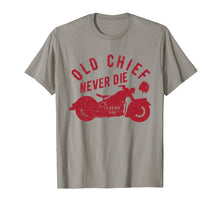 Load image into Gallery viewer, old chief never die indian vintage motorcycle shirt
