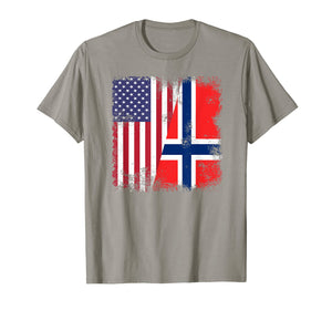 Half Norwegian Flag T-Shirt | Vintage Norway USA Gift