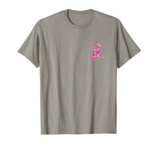Load image into Gallery viewer, Camo pink ribbon pocket print breast cancer awareness T-Shirt
