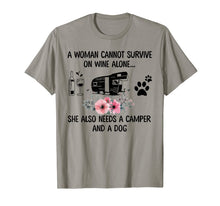 Load image into Gallery viewer, A Woman Cannot Survive On Wine Alone Camper and a Dog T-Shirt-964127
